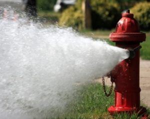 Water coming out of a fire hydrant