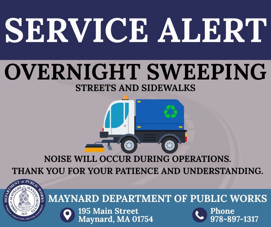 Flyer notifying the public of overnight sweeping to be conducted by the Department of Public Works 
