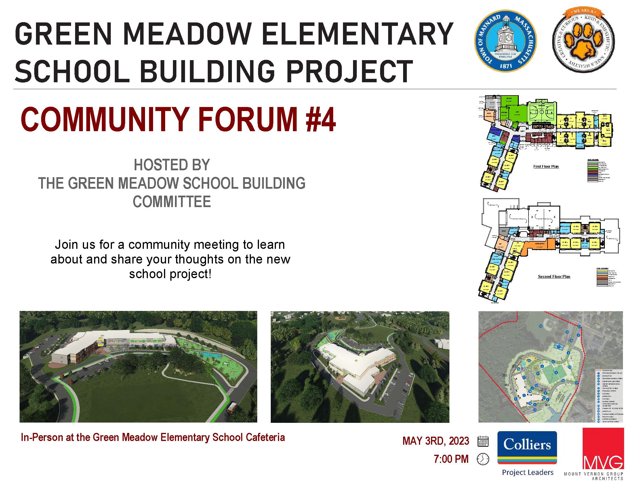 Green Meadow Elementary School 5-3-23 Community Forum Flyer