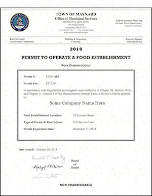 Food Permit Sample