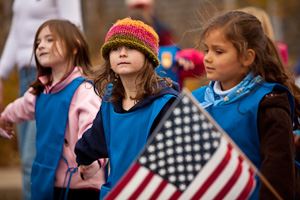 Children in blue smocks